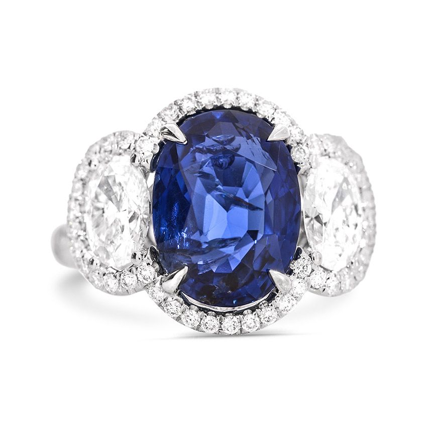 Natural Vivid Blue Burma Sapphire Ring, 6.23 Carat, GRS Certified, GRS2017-022146, Unheated