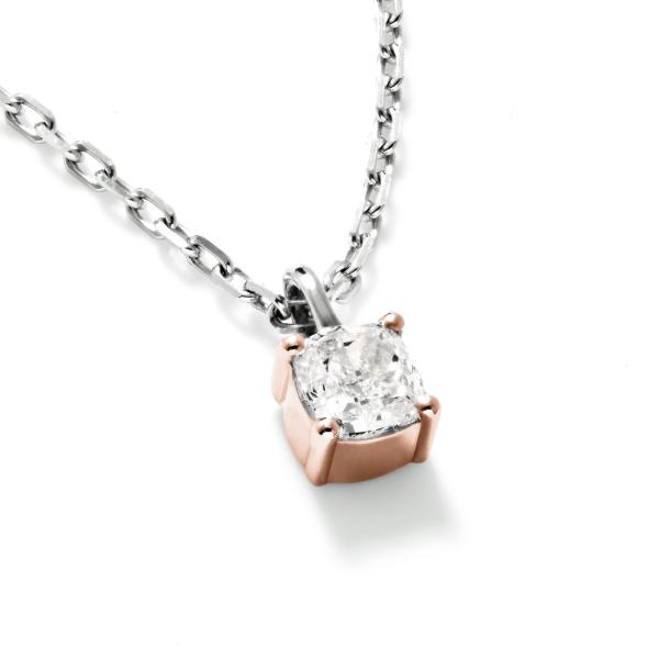 很轻 粉色 钻石 项链, 0.41 重量, 枕型 形状, GIA 认证, 6405828226