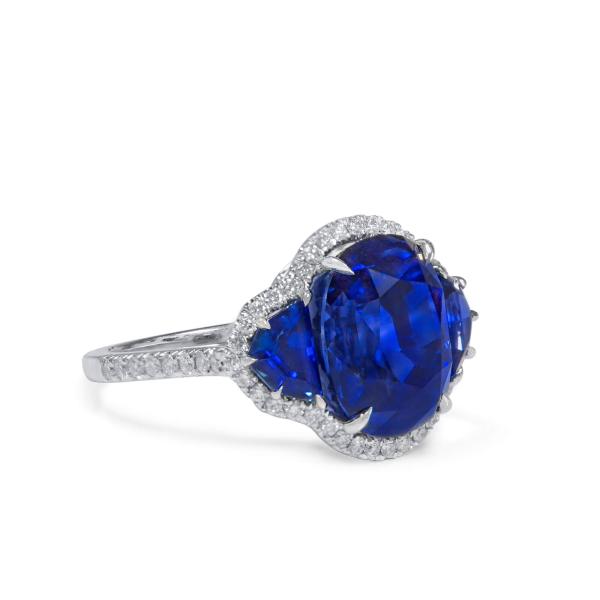 天然 艳彩蓝 马达加斯加 蓝宝石 戒指, 11.70 重量 (13.49 克拉 总重), GRS 认证, GRS2019-069006, 无烧