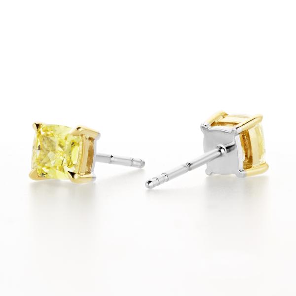  黄色 钻石 耳环, 2.07 重量, 枕型 形状, GIA 认证, JCEF01119057