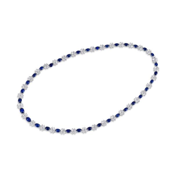 天然 艳彩蓝 蓝宝石 项链, 17.34 重量 (33.03 克拉 总重), GUILD 认证, 26615505, 无烧