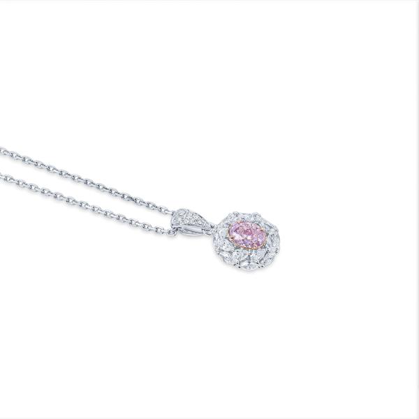 很轻 粉色 钻石 项链, 0.40 重量 (0.89 克拉 总重), 椭圆型 形状, GIA 认证, 2394023039