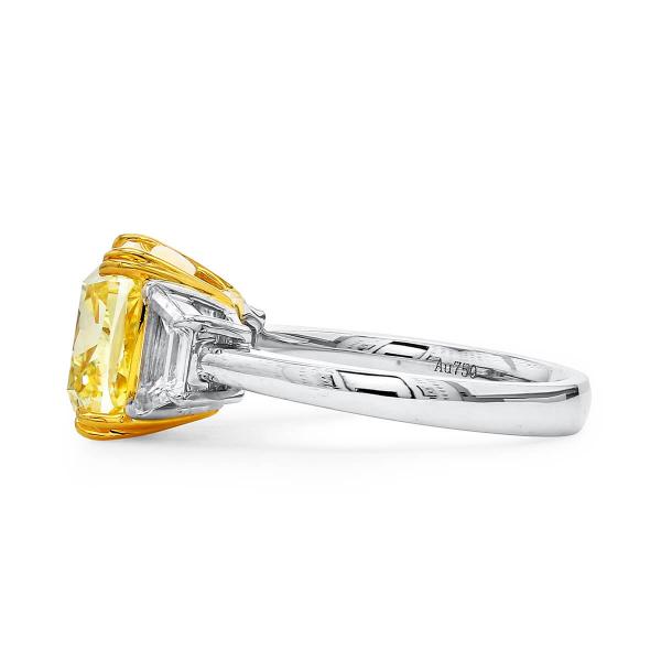 Fancy Yellow Diamond Ring, 5.35 Ct. (6.02 Ct. TW), Cushion shape, GIA Certified, 1206067064