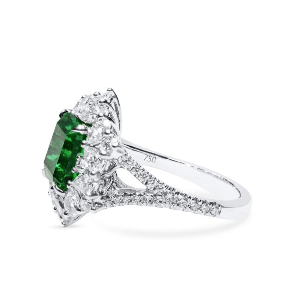 天然 Vivid Green 祖母绿型 戒指, 2.64 重量 (4.62 克拉 总重), GRS 认证, GRS2021-118015
